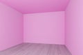 Empty room ,pink wall with wood floor