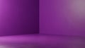 Empty room with purple walls and floor illuminated by soft ambient light Royalty Free Stock Photo