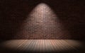 Empty room with red brick wall and wooden floor Royalty Free Stock Photo