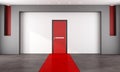 Empty room with red closed door Royalty Free Stock Photo