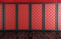 Empty room with red upholstered panels Royalty Free Stock Photo