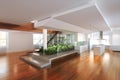 Empty room of residence with an atrium center