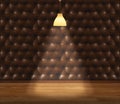 Empty room - retro upholstery wall with lamp and laminate flooring. User for background Royalty Free Stock Photo