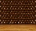 Empty room - retro upholstery wall with wooden floor. User for background Royalty Free Stock Photo
