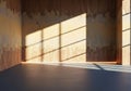 Empty room with rustic walls and window light shadows on floor Royalty Free Stock Photo