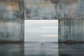 Empty room with sea view and concrete wall,   Rendering Royalty Free Stock Photo
