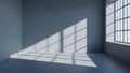 Empty room with soft sunlight casting grid-like shadows from window Royalty Free Stock Photo