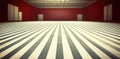 Empty Room with Stripped floor and red walls, Abstract Theme, and Interior Royalty Free Stock Photo