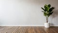 Empty room with White blank concrete wall mockup with a wooden floor backdrop Royalty Free Stock Photo