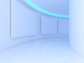 Empty room with white canvas on a curve wall blue light in the g Royalty Free Stock Photo