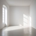Empty room with white color walls and light and shadow effect for product placement mockup