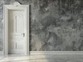 An empty room with a white door and concrete wall Royalty Free Stock Photo