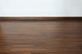 Empty room, white mortar wall background and wood laminate floor Royalty Free Stock Photo