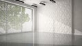 Empty room with white panel wall