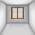 Empty room with window and blinds