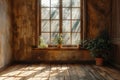 A empty room and window in a room with sunlight shining through it Royalty Free Stock Photo