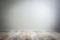 Empty room, wood floor, grey wall, subtle light, interior design mockup Royalty Free Stock Photo