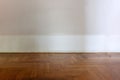 Empty room, wood floor parquet, blank wall. House interior, Architecture template, front view Royalty Free Stock Photo