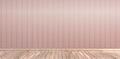 Empty room, wooden floor and art deco wallpaper. 3d illustration Royalty Free Stock Photo