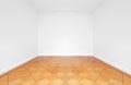 Empty room with wooden parquet floor refurbished apartment Royalty Free Stock Photo