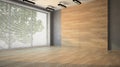 Empty room with wooden wall