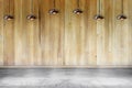 Empty room - wooden wall with lamp and laminate flooring. User for background Royalty Free Stock Photo