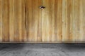 Empty room - wooden wall with lamp and laminate flooring. User for background Royalty Free Stock Photo