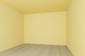 Empty room ,yellow wall with wood floor