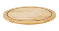 Empty round bamboo pizza board isolated on white background. Wooden plate for meat and vegetable Royalty Free Stock Photo