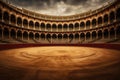 Empty round bullfight arena in Spain. Spanish bullring for traditional performance of bullfight