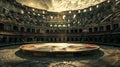 Empty round fight Colosseum arena in Italy. Italian ring for tra
