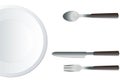 Empty Round Plate with Fork and Knife illustration vector