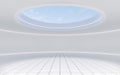 Empty round room with skylight, 3d rendering