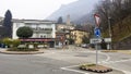 Empty roundabout and architectural view of Lugano
