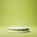 White Rounded Product Display Pedestal on Green Background