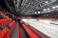 empty rows along the ice arena before world cup match between hockey teams of romania and ukraine division i group b april