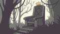 An Empty Royal Throne with a Crown in a Mysterious Forest, vector design Generative AI Royalty Free Stock Photo