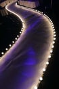 Empty Runway Fashion Show with Ball glowing lighting along walk way Royalty Free Stock Photo