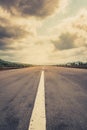 Empty runway, straight highway road with dramatic sky Royalty Free Stock Photo