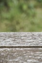 Empty rustic wooden table in front of a green spring abstract background Royalty Free Stock Photo