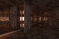 Empty rusty room with light coming in from the window, 3d rendering