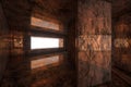 Empty rusty room with light coming in from the window, 3d rendering