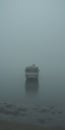 Empty Rv On Foggy Sea: Cinematic Still Shot In Sergei Parajanov Style