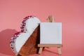 Empty sample template paper note greeting card Delicious fresh croissant topped with colorful flavor Ganache