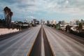 Empty San Diego Freeway with Sunset Sky - Horizontal Royalty Free Stock Photo