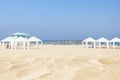 Empty sand beach in front of summer sea background with copy space Royalty Free Stock Photo