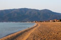 Empty Sand Beach in the Morning Without People Nea Vrasna, Gree