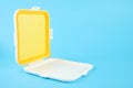 Empty sandwich lunch box on light blue background. Space for text Royalty Free Stock Photo