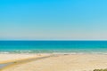 Empty sandy beach and turquoise waters of Mediterranean Sea. Spain Royalty Free Stock Photo