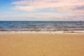 Empty sandy beach under beautiful sky Royalty Free Stock Photo